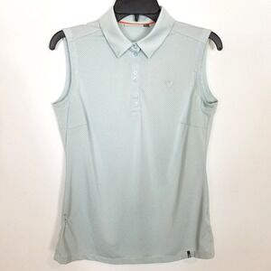 KJUS Women Eve Sleeveless Polo Shirt Sz M Light Blue Sport Fit Golf Summer